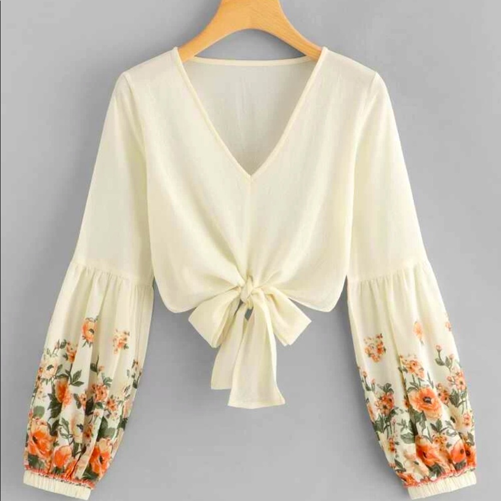 Floral Chiffon Tied Crop Top